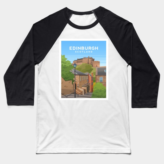 Edinburgh Castle, Scotland Baseball T-Shirt by typelab